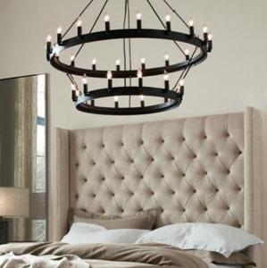 China Black 9/12/15/18/27/33 pcs E14 candle chandelier retro iron restaurant kitchen large chandelier(WH-VP-112) wholesale