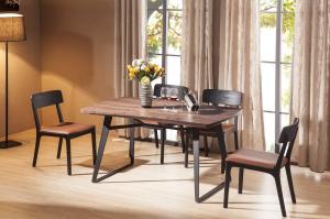 China luxury rectangle walnut dining table with metal leg wholesale