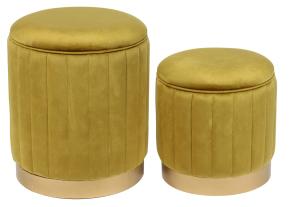 China Fabric Foam Ottoman Stool Brown Color 32.5cm Height wholesale