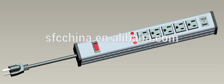 dual USB port UL 5 outlet power strip with surge protector