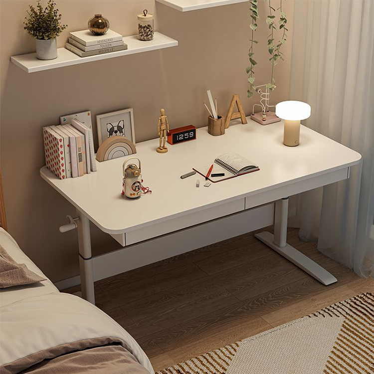 Height Adjustable Desk White Wooden Gaming Workstation for Improved Gaming Experience