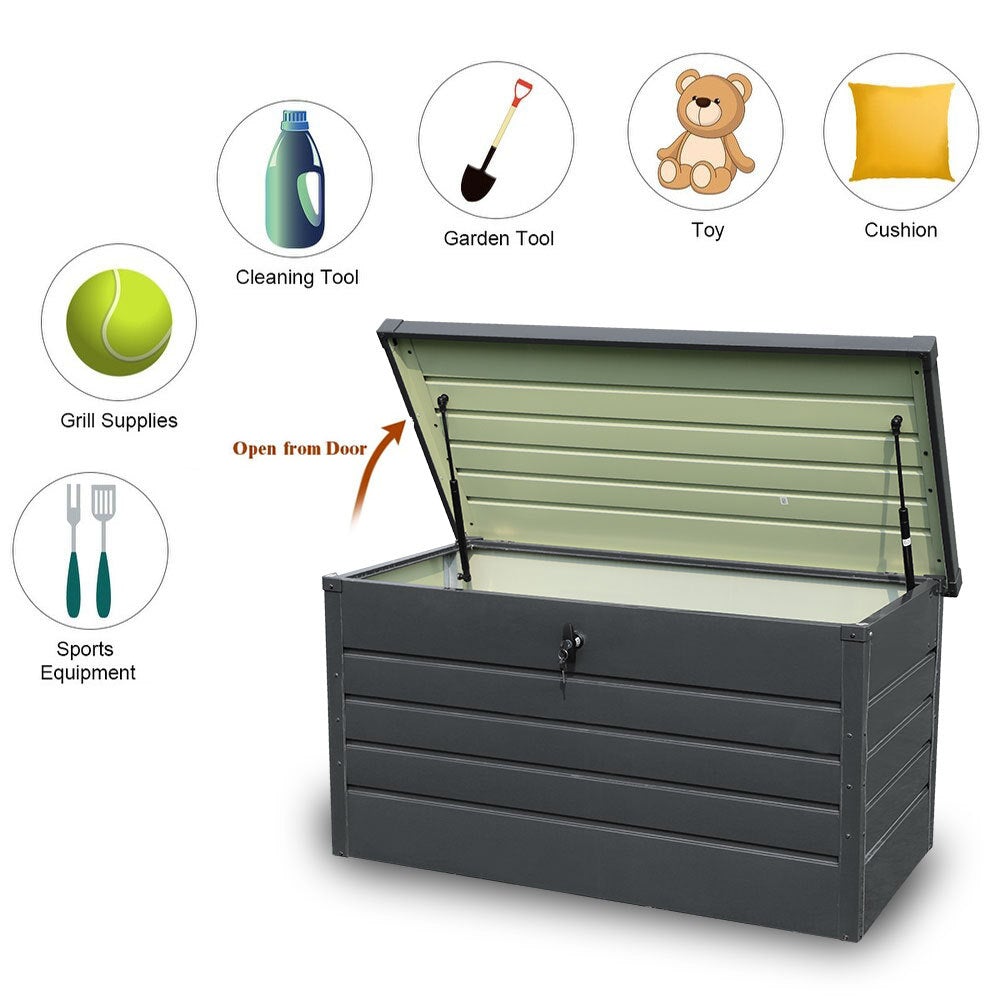 Galvanized Steel Outdoor Storage Box for Garden Tools and Cushions Sustainable Design