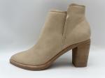 Womens Slip On Genuine Leather High Heel Dress Boots , Pink Fashion Ankle Boots