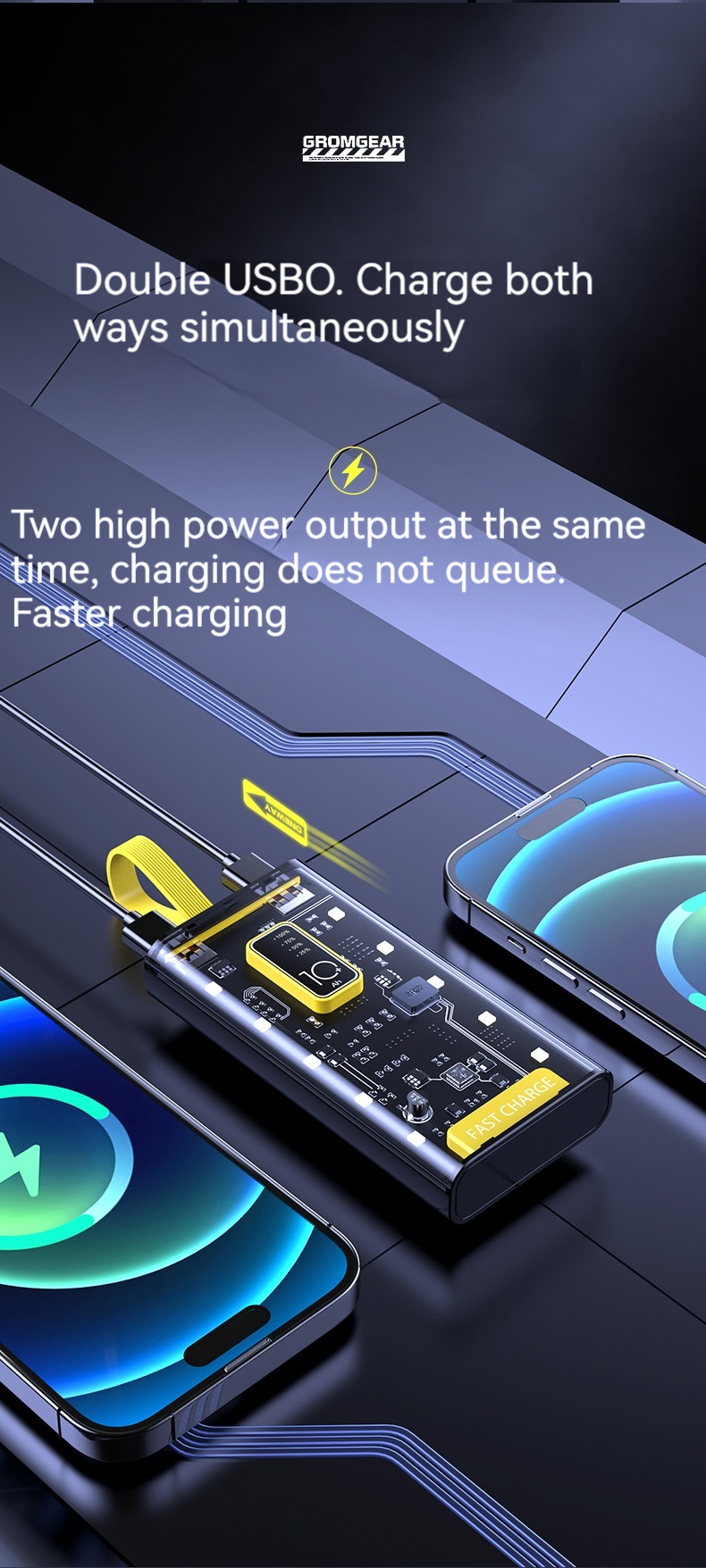 TYPE-C Input Interface Power Bank Transparent 10000mAh Mobile Power Supply for iPhone 15 14