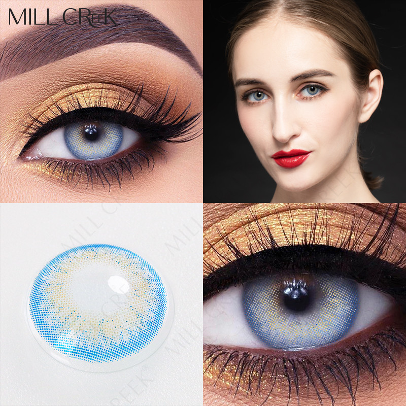 KSSEYE Non Prescription Ocean Bright Blue Eye Contacts Lenses 14.5mm