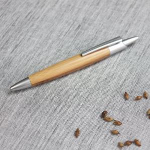China Customized logo thick wooden bamboo ball pen wholesale