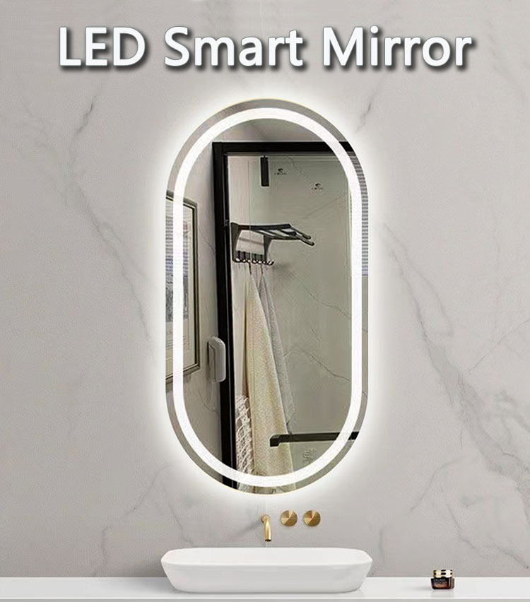 Hotel Home Bathroom Decoration LED Lighted Triple Color Lights Waterproof Vanity Mirror