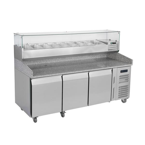 3 Doors Refrigerated Saladette Counter Professional Stainless Steel Salad Fridge