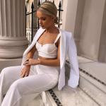 Slim Fit Sexy High Waisted Trousers And Crop Top Set