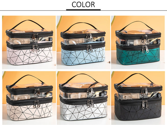 Double Layer Makeup Bag Case With Adjustable Dividers