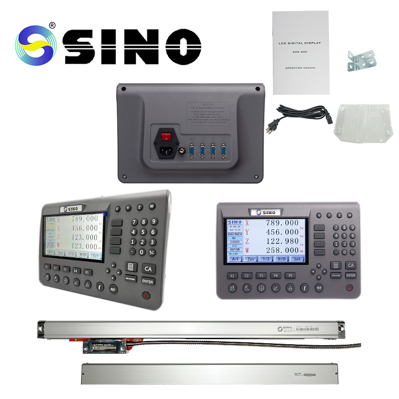 SINO Digital Readout System 3 Axis SDS200 DRO Metal LCD With Glass Linear Encoder Kit For Milling Machine