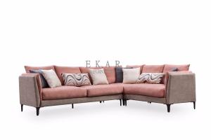 China European Style Linen Pink Fabric I Shaped Sofa Set wholesale