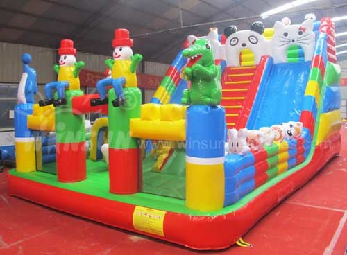 Animal Paradise Large Inflatable Slide Slide For Playgrounds / Amusement Park