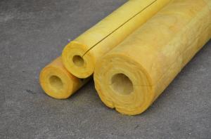 China High Temp Glass Wool Pipe Insulation , Yellow Glasswool Pipe Cover wholesale