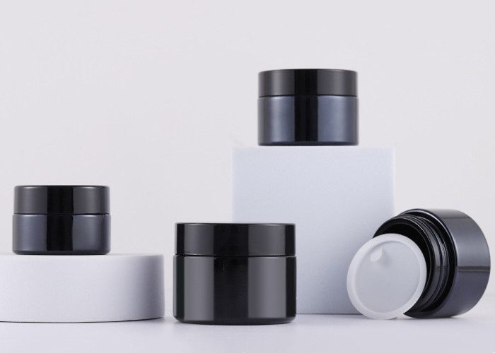 Black 20g 30g 50g Luxury Skincare Glass Jar Cosmetic Face Cream Jar