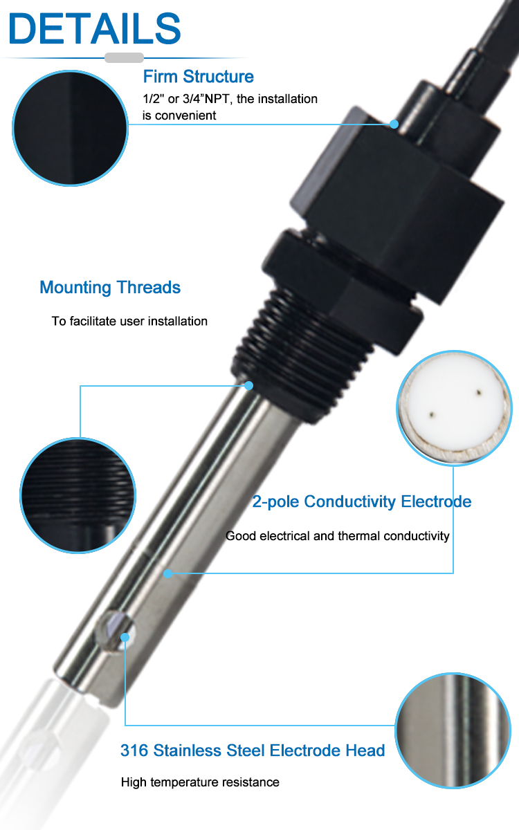 2-Pole 1 K Constant Conductivity Sensor For Waste Water And Industrial Water