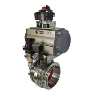 China Sanitary Stainless Steel Clamp Butterfly Valve DN50 - 1200 With Multi Position Actuator wholesale