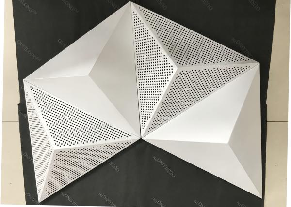Powder Coat Pearl White Commercial Ceiling Tiles , 3D Triangle Clip Floating