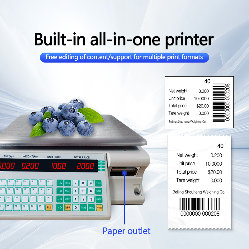 SHV-TMA Bar Code Printing Table Scale 30kg with and ABS Plastic/ Stainless Steel Plate