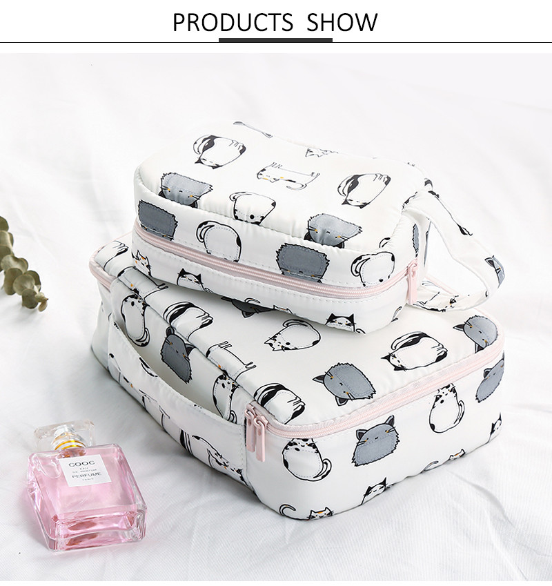 Cartoon Ladies Polyester Cosmetic Bag For Travel