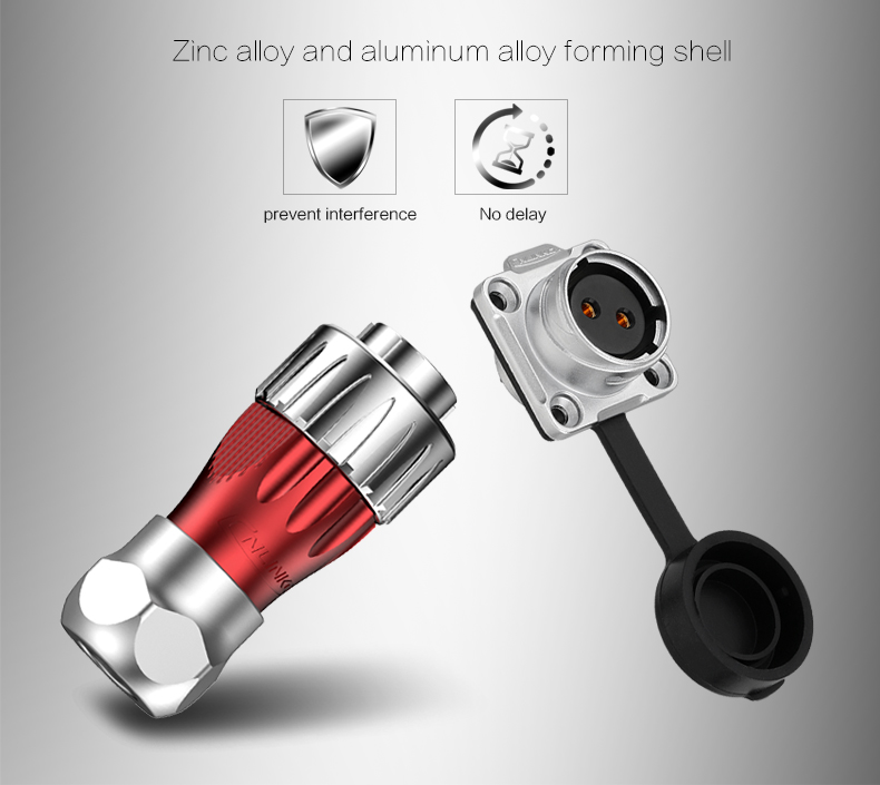 CNLINKO M20 Metal Connector Plug 220V 2 Pin Waterproof Electrical Wire Connector