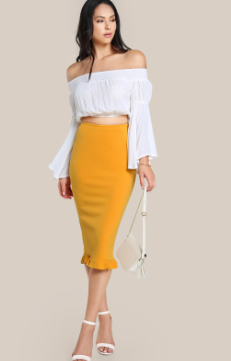 Fashion 2018 Yellow Package Hip Pencil Office Skirts Women