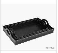 China PU Leather Covering Wooden Serving Tray wholesale