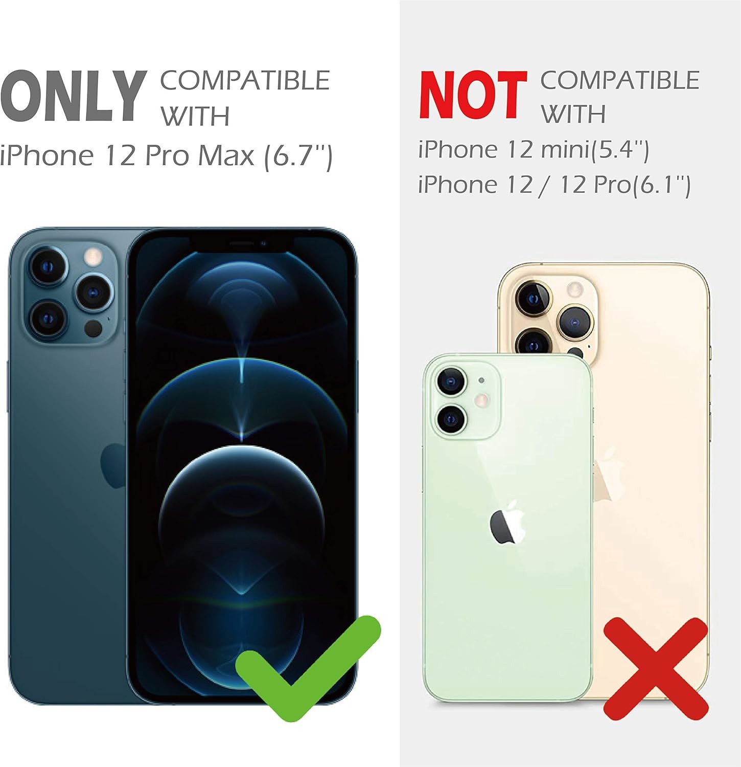 iPhone 12 Pro Max Case with Camera Cover & Kickstand, Duty Military Grade Armor Protection Cover,