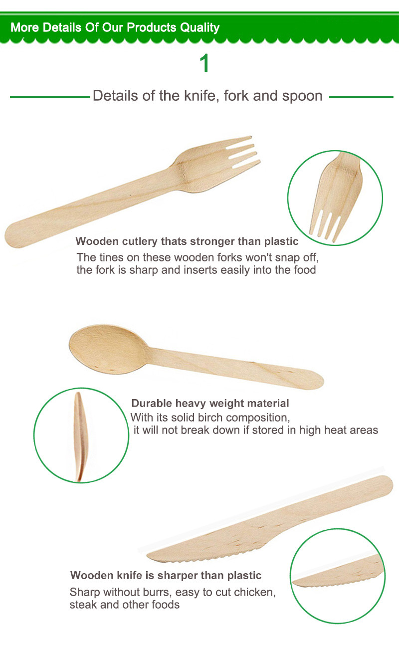Environmentally Friendly Wood Cutlery Disposable Wooden Fork For Takeaway