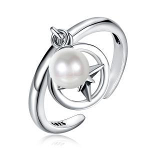 China Opening Adjustable Size 925 Sterling Silver Mountable Pearl Pendant Ring wholesale