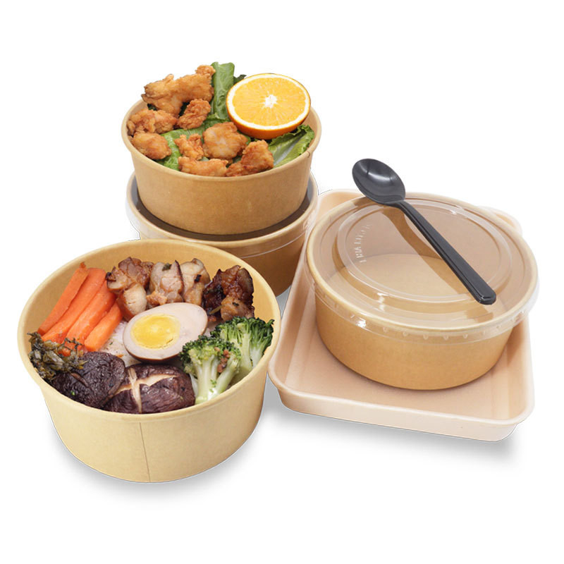 Biodegradable Paper Salad Bowl Disposable Takeaway Lunch Box Salad Bowls