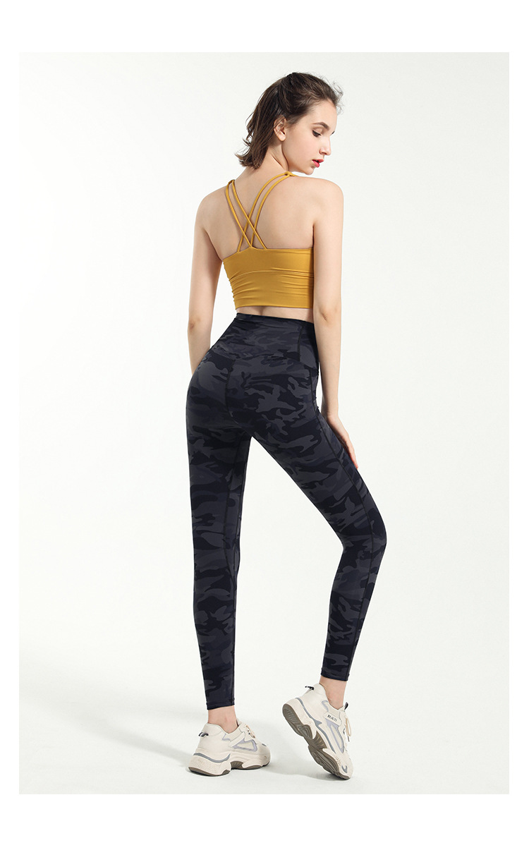 Nylon Ladies Tight Camouflage Pants Eco Grey Camo Yoga Pants Activewear