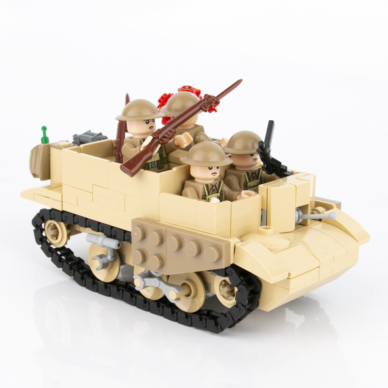 Small tracked-car figures toy weapons accessories WW2 military tank army soldiers set building blocks