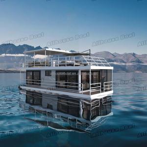 China 11.5m Aluminum Floating Boat Hotel Double Decker With Living Room wholesale