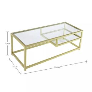 China Retro Tempered Glass Table Metal Legs Home Furniture Rectangle Shape wholesale
