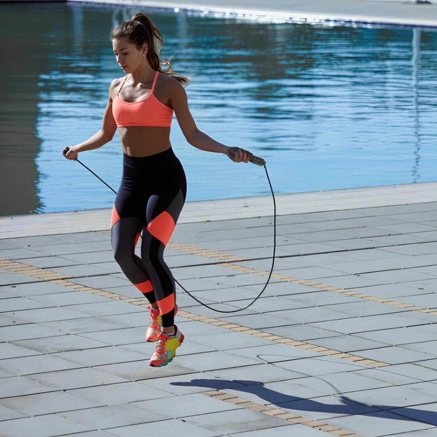 YLY Black Color Body Building Aerobic Training Smart Digital Jump Rope Adjustable PVC