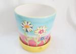 Dolomite Hand Painted Ceramic Planters , Ceramic Flower Planters Earthenware