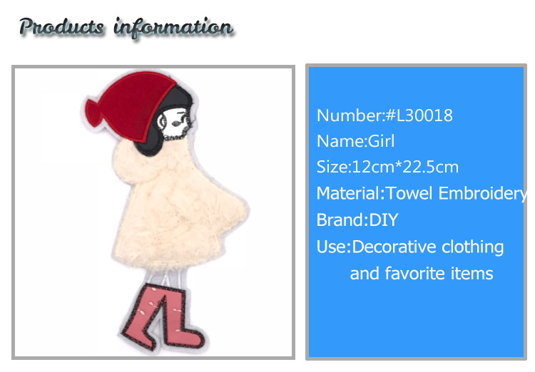 Hot Selling Red Hat Plus White Coat Girl Towel Embroidery Patch#L30018