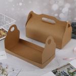 Large Kraft Paper Portable Dessert Takeaway Boxes Baking Cake Roll Packaging
