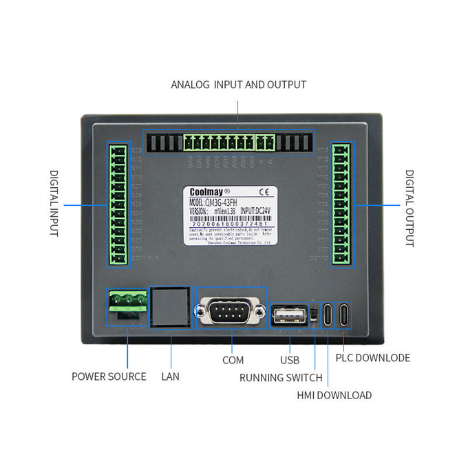 4.3 Inch HMI PLC Controller Pt100 12DI 12DO For Hatchery Machine Eggs