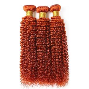 China Ginger Orange Kinky Curly Remy Human Hair Bundles Sew In Weave Bundles Brazilian Bundle Deals wholesale