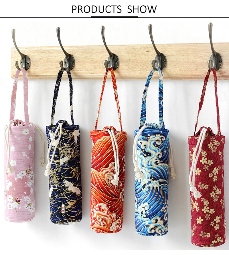 Portable Drawstring Cotton Insulated Bottle Sleeve