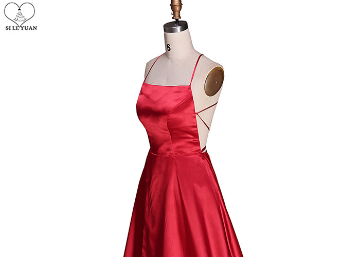 Yellow Long Tail Gown Stretch Satin Fabric Sleeveless Backless Bandage For Party