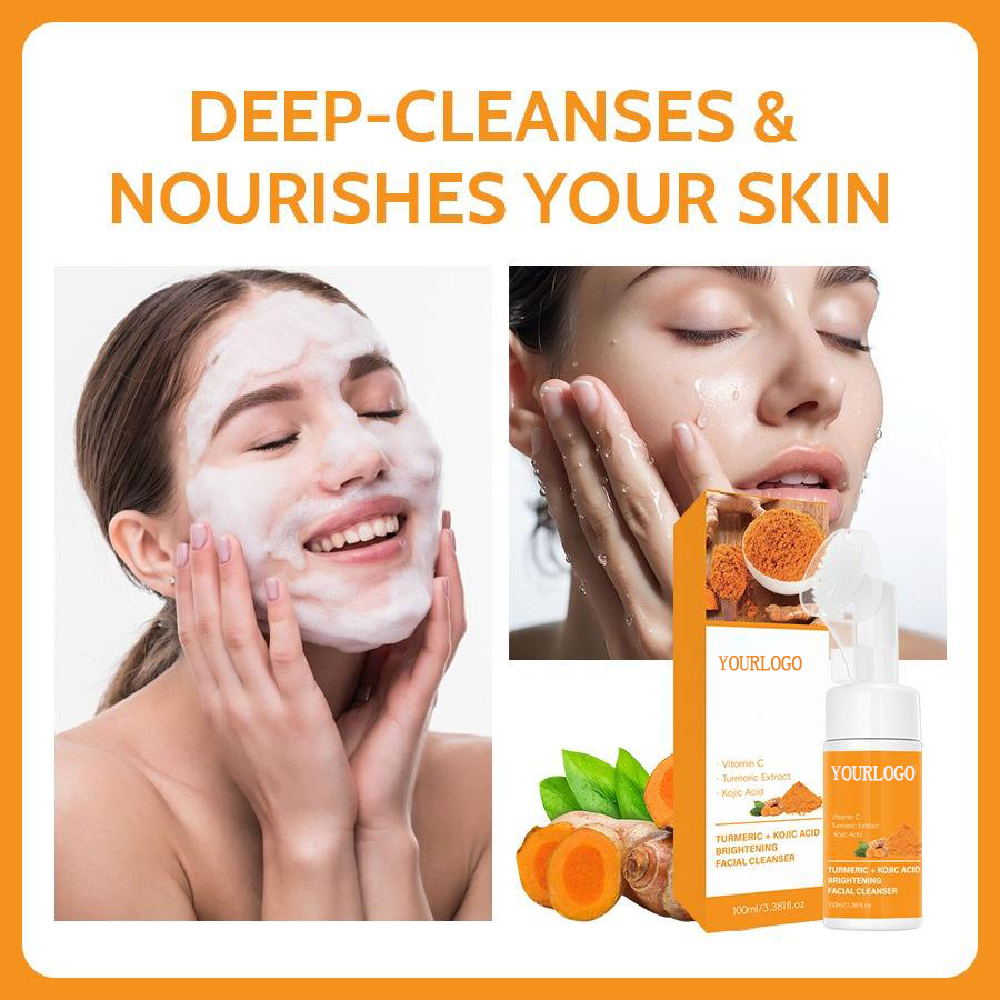 Custom Personal Label Turmeric Cleanser Oil Control Cleansing Cleanser Moisturizing and BrighTening Skin Cleansing Mousse