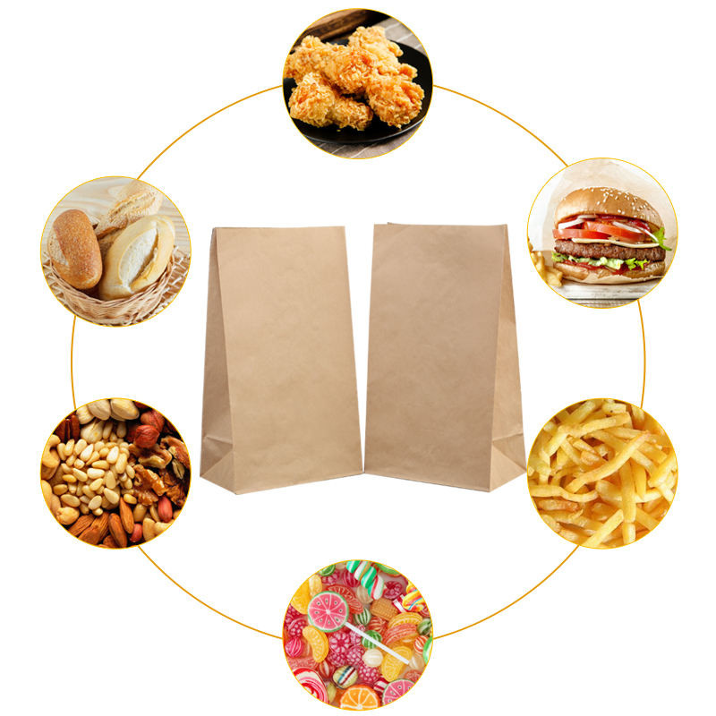 Food Grade Customized Printed Greaseproof Sandwich Hot Dog Packaging Brown or White Takeaway Kraft Paper Bag