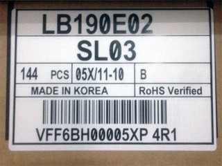 19.0" 1280x1024 700cd/m2 Industrial TFT Display 86PPI LB190E02-SL04