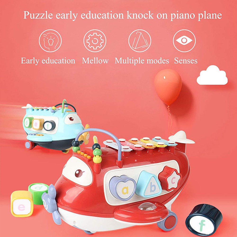 Children's Puzzle Toy Kids Learning Toddler Pull Toy with Piano and Airplane Melodies