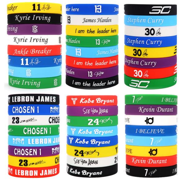 Custom Printed Silicone Wristbands Basketball Games Star Ball Promotion Multi
