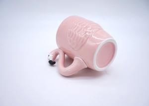 China Solid Colored Pink Flamingo Coffee Mugs , 3D Ceramic Flamingo Travel Mug wholesale