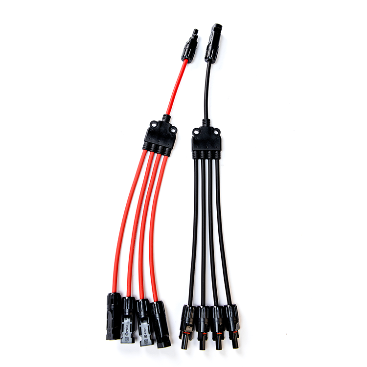 DC 1500V Rated Voltage 4 to 1 Power Cord Europe Plug 1 to 4 Solar Panel Extension Cable for Heavy Duty Solar Pv Connector